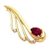 14K White or Yellow Gold Rhodolite Garnet and Diamond Brooch (ALSO AVAILABLE WITH OTHER GEMSTONES)