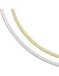 Clevereves 14K Yellow Gold White Gold 16 Inches Two Tone Reversible Omega Chain