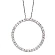 14k White Gold Link Chain with Diamond Circle Pendant Necklace- 18" (1.50ctw)