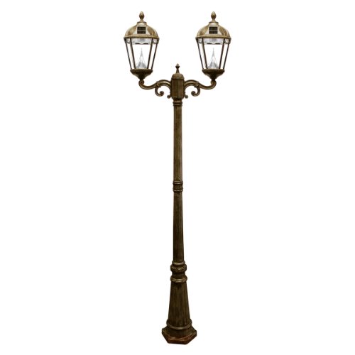 Gama Sonic Royal 89-Inch Lamp Post with 2 Solar-Charged LED Lanterns, Weathered Bronze Finish #GS-98D On Sale