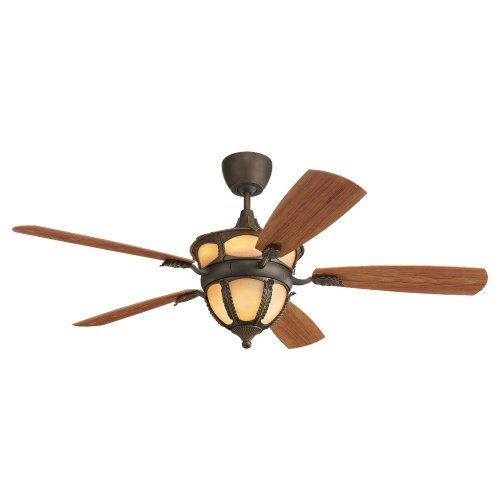 Monte Carlo 5WCR56RBD-L Woodcrest 56-Inch 5-Blade Outdoor Ceiling Fan with Remote and Uplight with Motor, Roman Bronze Finish