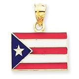 14k Solid Enameled Puerto Rico Flag Pendant