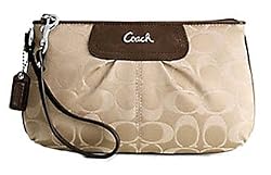 Coach Soho Signature Capacity Wristlet Clutch Bag Purse 45808 Khaki Mahogany