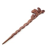 Crystalmood Handmade Peachwood Carved Hair Stick Carp Leap 6.75 inches
