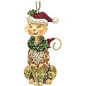 Jim Shore Heartwood Creek Christmas Cat Wearing Santa Hat Hanging Ornament, 4 Inches