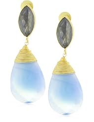 Zariin "The Shania" Chalcedony and Labrodorite Gold Earrings