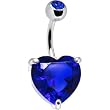 September 14mm Heart Solitaire Birthstone Belly Ring