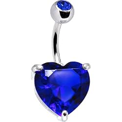September 14mm Heart Solitaire Birthstone Belly Ring