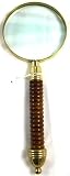 Solid Brass Magnifying Glass w/ Wood Handle & Felt Bag