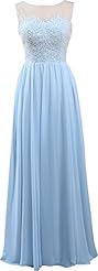 A-line Chiffon Bateau Neck Floor Length Beaded Sleeveless Evening Dress/Prom Dress/Wedding Party Dress 