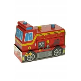 Children's Wooden Shape Sorting Stacking Fire Engine 2+ - Wooden Toy