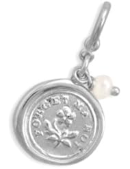 Victorian Wax Seal Charm with Pearl - Forget Me Not Sterling Silver