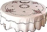 Linen White Tablecloth and Napkins with Colorful Kashmir Embroidery