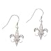 Sterling Silver C.Z. Diamond Fleur De Lis Dangling Earrings