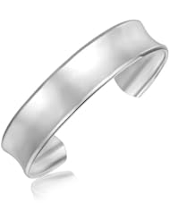 Sterling Silver Rhodium Plated Open Cuff with a Concave Design