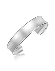 Sterling Silver Rhodium Plated Open Cuff with a Concave Design