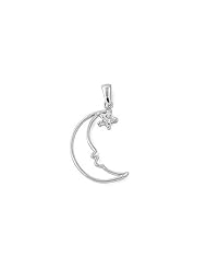 Sterling Silver Moon & Star Pendant Wholesale Gift Cute Charm Pure 925 New 21mm with 1mm Box Chain