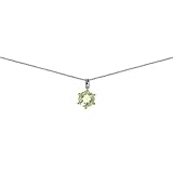 Rhodium Plated Sterling Silver 6mm August Birthstone Genuine Peridot Pendant on 16in Necklace