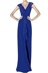 Sexy V-neck Chiffon Lace Evening Dress/Mother-of-the-Bride Dress/Maxi Dress 