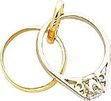 14K Two Tone Gold CZ Wedding Rings Charm Marriage