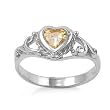 Sterling Silver Baby Ring with Heart Yellow CZ - 2mm Band Width - 7mm Face Height - Sizes: 1-3 Sterling Silver Baby Ring with Heart Yellow CZ - 2mm Band Width - 7mm Face Height - Sizes: 1-3
