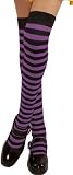 Girls Black & Purple Stripped Stockings (Size:One Size)