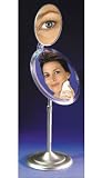 9 Makeup Magnifying Vanity Mirror, Satin Nickel, Multi-Mag, Adjustable Pedestal