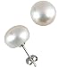 White AAAA Cultured Pearl Platinum Overlay CAREFREE Sterling Silver Stud Earrings (LS1B)