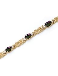 14k Yellow Gold Natural Mystic-Topaz And Diamond Tennis Bracelet