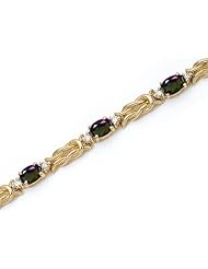 14K Yellow Gold Oval Mystic Topaz and Diamond Bracelet