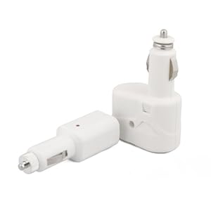 White Dual Car Adapter and USB Car Charger for iPhone
