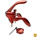 Metrokane Houdini Lever-Style Corkscrew with Foil Cutter, Red