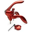 Metrokane Houdini Lever-Style Corkscrew with Foil Cutter, Red