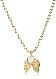 Dogeared Grace Sterling Silver Angel Wings and 14kt Gold Dipped Teeny Heart Charms Sterling Silver Necklace, 18