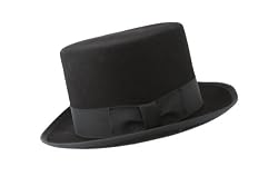 Broner Black Top Hat with Ribbon Band Black Wool Tophat