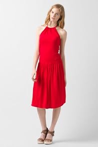 Fluid Pique Ruched Waist Halter Dress