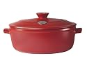 Emile Henry Flame, All Heats (Except Induction), French Ceramic, Oval Stewpot, Red, Ø31cm