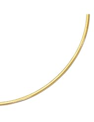 14K 16" Yellow Gold 4.0mm Polish Diamond Cut Classic Omega Necklace With Box Catch