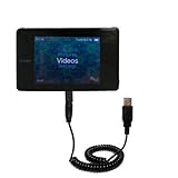 Coiled USB Cable for the iRiver B20 with Power Hot Sync and Charge capabilities - uses Gomadic TipExchange Technology
