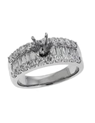 14K White Gold 1.56cttw Baguette Diamond Semi Mount Engagement Ring