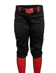 Sports: Louisville Slugger Girls Slugger Fast Pitch OKC Low Rise Pant with Belt Loops, Black, X-Large - Xone