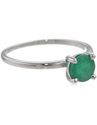 10K Gold 6mm Round Emerald Solitaire Ring
