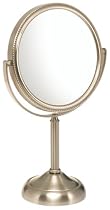 Jerdon JP910NB 6-Inch Table Top Mirror, 10X Magnification, Nickel Finish