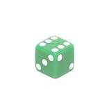 Opaque 12mm 6-sided Square Edge Dice, Green with White
