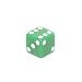 Opaque 12mm 6-sided Square Edge Dice, Green with White