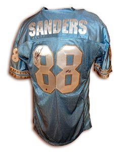 Charlie Sanders Signed Detroit Lions Blue Throwback Jersey - HOF 07