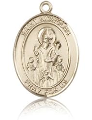 Free Engraving Included Medal-14k Gold St. Saint Nicholas Medal 3/4" 8080KT w/o Chain w/Box Patron Saint of Bakers/Brides/Children