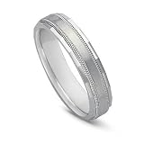 14k White Gold Milgrained Women's Wedding Band, 5mm