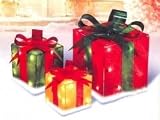 3-Piece Glistening Gift Box Lighted Christmas Yard Art Decoration Set