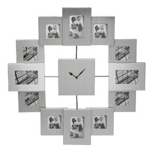 Childrens Toyshop  Toys : Photo Frame Clock (Holds 12 photographs, Silver colour)